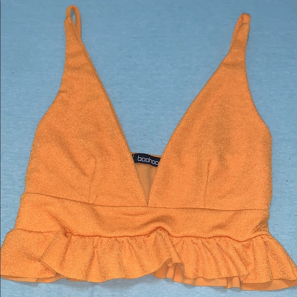 Orange ruffle crop top